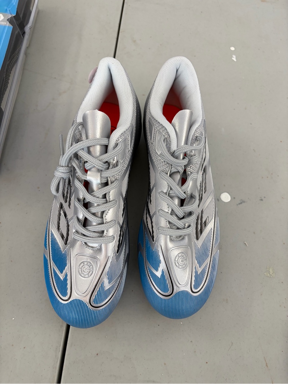 Silver and Blue Athletic Sneakers